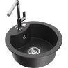 Mexen Diego 1-compartment granite sink with a kitchen mixer tap Flora, spotted black - 6512-76-670401-00