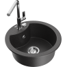 Mexen Diego granite sink 1-bowl with Flora kitchen faucet, black speckled - 6512-76-670401-00