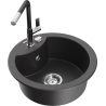 Mexen Diego granite kitchen sink single-bowl with Flora faucet, black speckled - 6512-76-670401-07