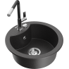 Mexen Diego granite kitchen sink with 1 bowl and Flora kitchen faucet, speckled black - 6512-76-670401-07