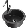 Mexen Diego granite kitchen sink 1-bowl with Flora kitchen faucet, black speckled - 6512-76-670401-07-B