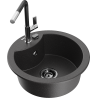 Mexen Diego granite kitchen sink, single-bowl with Flora kitchen faucet, black speckled - 6512-76-670401-07-B