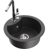 Mexen Diego granite single-bowl kitchen sink with Flora faucet, speckled black - 6512-76-670401-08
