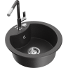 Mexen Diego granite sink with 1 basin and Flora kitchen faucet, speckled black - 6512-76-670401-08