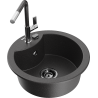 Mexen Diego 1-bowl granite sink with Flora kitchen faucet, black speckled - 6512-76-670401-08-B