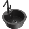 Mexen Diego 1-compartment granite sink with a kitchen mixer tap Flora, spotted black - 6512-76-670401-70-B