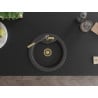 Mexen Diego Granite Sink Single Bowl with Flora Kitchen Mixer Tap, Black Speckled - 6512-76-670401-75-G
