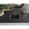 Mexen Diego granite 1-bowl sink with Flora kitchen faucet, black speckled - 6512-76-670401-75-B