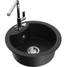 Mexen Diego 1-compartment granite sink with a kitchen mixer tap Flora, Black - 6512-77-670401-00
