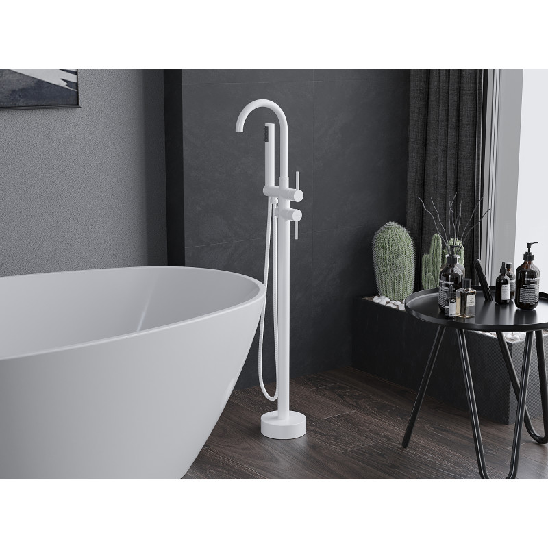 Mexen Alma freestanding bathtub faucet, white - 75033-20