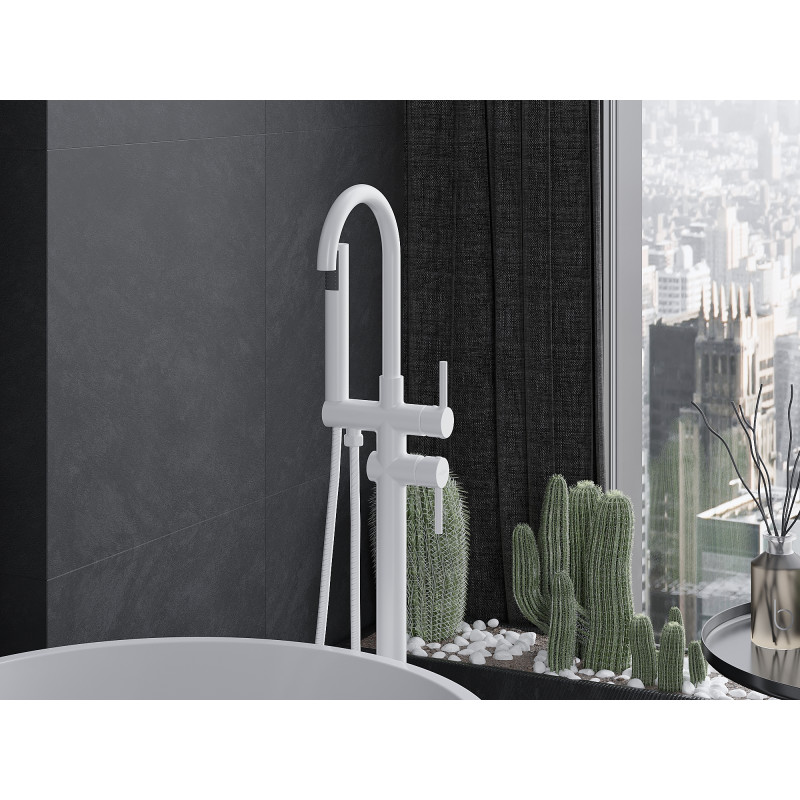 Mexen Alma freestanding bathtub faucet, white - 75033-20