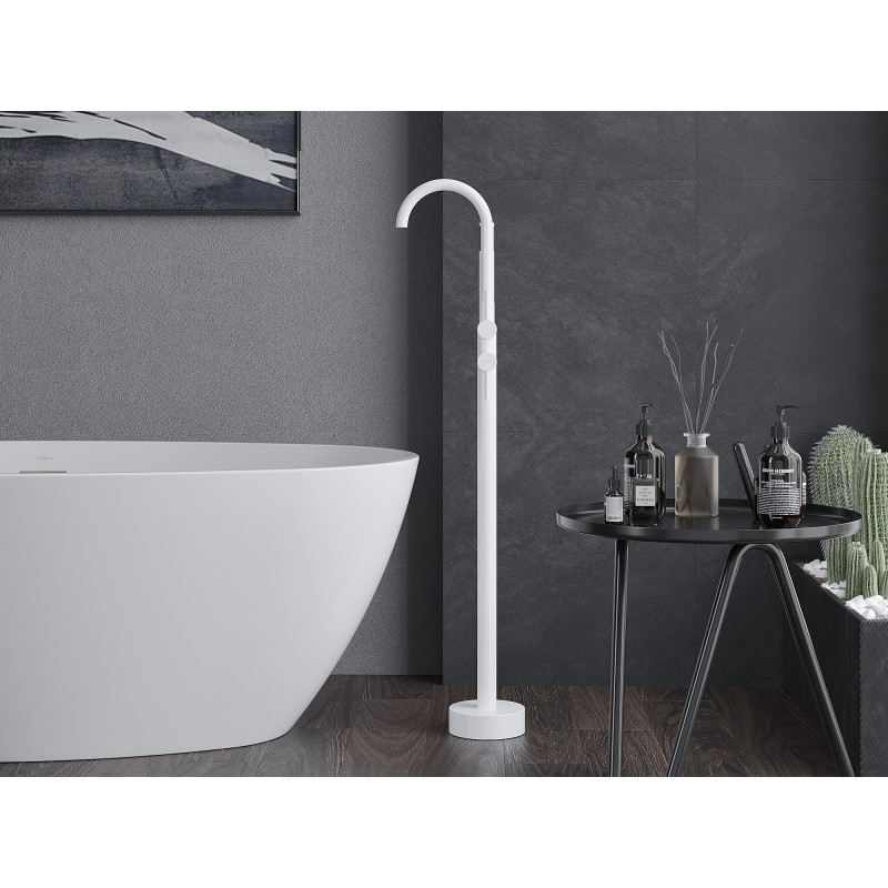 Mexen Alma freestanding bathtub faucet, white - 75033-20