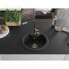 Mexen Diego 1-bowl granite kitchen sink with Flora faucet, black - 6512-77-670401-57-G