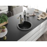 Mexen Diego single-bowl granite sink with Flora kitchen faucet, black - 6512-77-670401-57-B