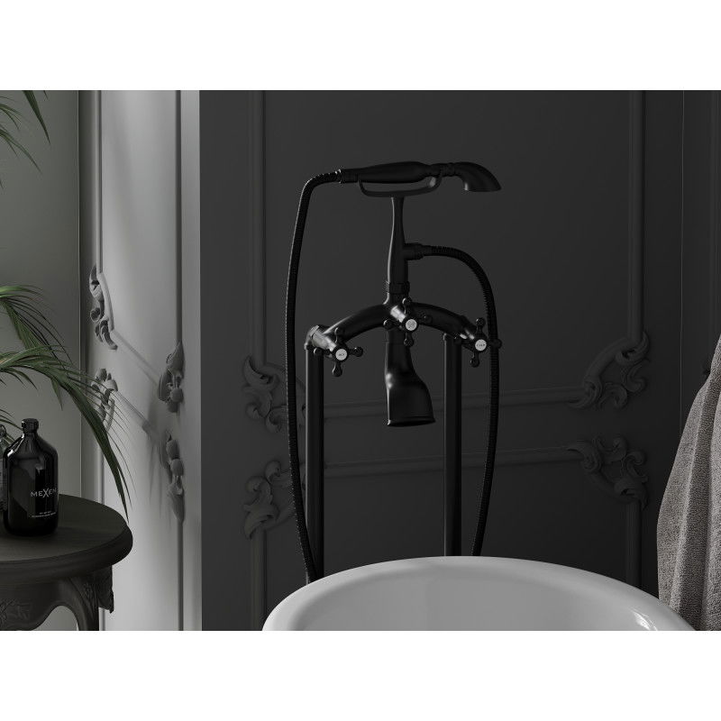 Mexen Retro Freestanding Bath Mixer, Black - 75933-70