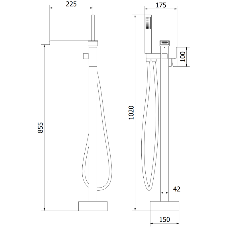 Mexen Algar freestanding bathtub faucet, chrome - 75733-00