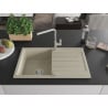 Mexen Bruno 1-bowl granite sink with drainer and Flora kitchen faucet, beige - 6513-69-670401-00