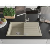 Mexen Bruno granite kitchen sink single-bowl with drainer and Flora kitchen faucet, beige - 6513-69-670401-00