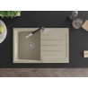 Mexen Bruno single-bowl granite sink with drainer and Flora kitchen faucet, beige - 6513-69-670401-07