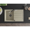 Mexen Bruno granite sink single-bowl with drainer and Flora kitchen faucet, beige - 6513-69-670401-07-B