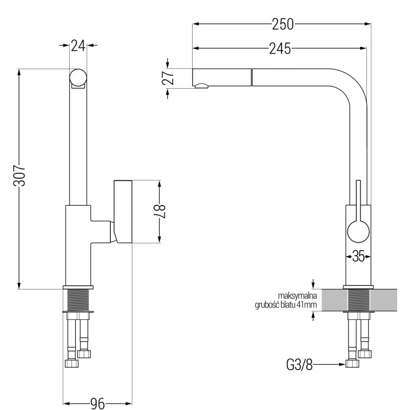 Mexen Bruno granite sink with 1 compartment, drainer, and Flora kitchen faucet, beige - 6513-69-670401-57-G