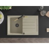 Mexen Bruno granite kitchen sink with one bowl, drainer, and Flora kitchen faucet, beige - 6513-69-670401-57-B