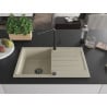 Mexen Bruno granite kitchen sink 1-bowl with drainer and kitchen faucet Flora, beige - 6513-69-670401-70-B