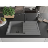 Mexen Bruno Flora Gray Granite 1-Bowl Kitchen Sink with Drainer and Faucet - 6513-71-670401-70-B