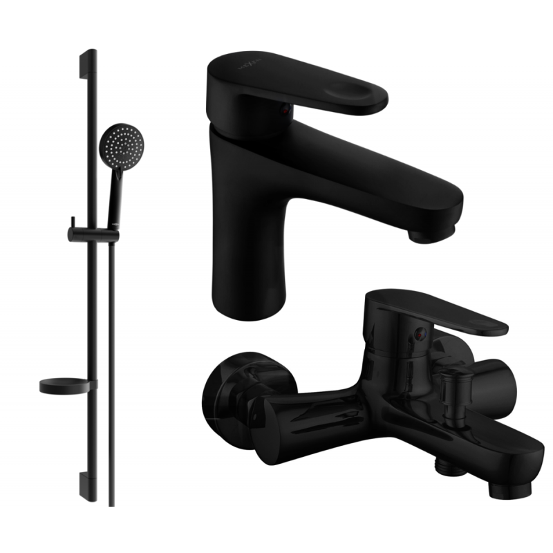 Mexen Kama DS75 bathtub set, Black - 72503DS75-70