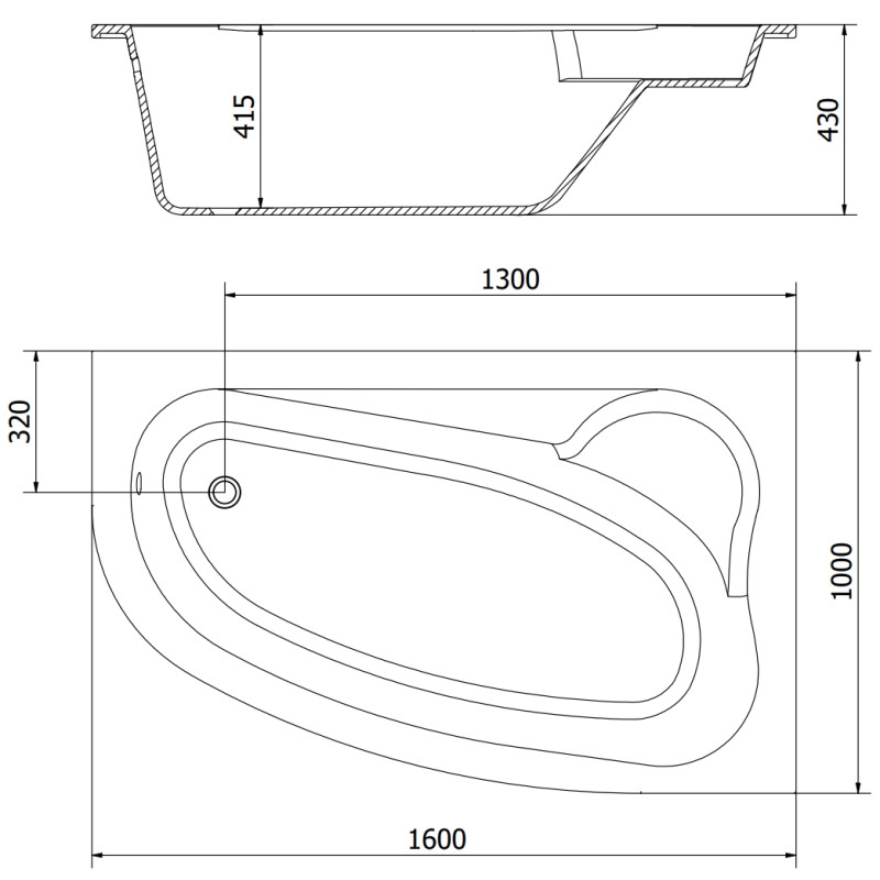 Mexen Westa corner bathtub right 160 x 100 cm, white - 560116010002