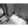 Mexen Cube rectangular bathtub 170 x 80 cm with casing and 1-fold screen 50 cm, transparent, gold - 550517080X9505000050