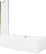 Mexen Cube rectangular bathtub 170 x 80 cm with casing and 1-fold screen 50 cm, transparent, gold - 550517080X9505000050
