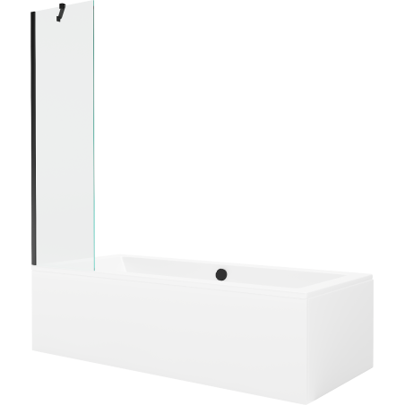 Mexen Cube rectangular bathtub 170 x 80 cm with casing and 1-wing screen 50 cm, transparent, black - 550517080X9505000070