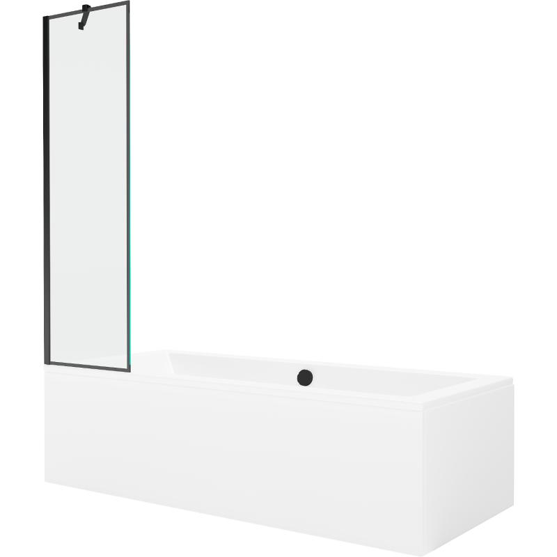 Mexen Cube 170 x 80 cm rectangular bathtub with panels and a 1-wing screen 50 cm, black pattern - 550517080X9505007070