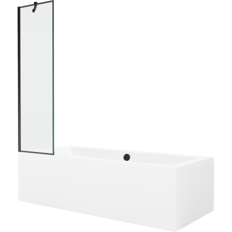 Mexen Cube 170 x 80 cm rectangular bathtub with panels and a 1-wing screen 50 cm, black pattern - 550517080X9505007070