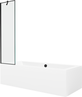 Mexen Cube rectangular bathtub 170 x 80 cm with enclosure and 1-panel screen 50 cm, black pattern - 550517080X9505007070