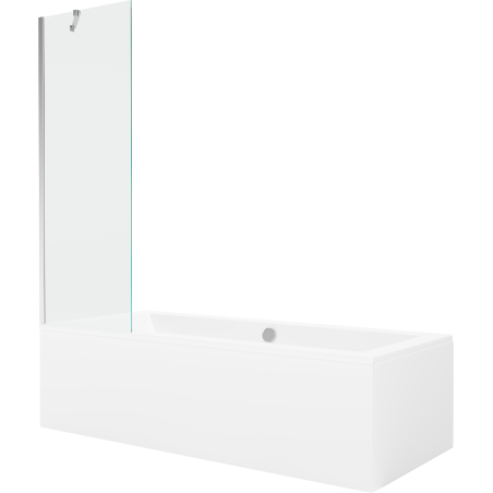 Mexen Cube 170 x 80 cm rectangular bathtub with panels and a 1-wing screen 60 cm, transparent, chrome - 550517080X9506000001