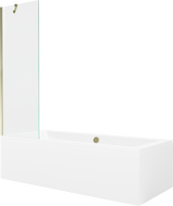 Mexen Cube rectangular bathtub 170 x 80 cm with casing and 1-panel screen 60 cm, transparent, gold - 550517080X9506000050