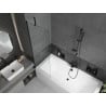 Mexen Cube Rectangular Bathtub 170 x 80 cm with Casing and 1-Wing Shower Screen 60 cm, Transparent, Black - 550517080X950600007?