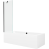 Mexen Cube 170 x 80 cm rectangular bathtub with panels and a 1-wing screen 60 cm, transparent, black - 550517080X9506000070