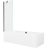 Mexen Cube rectangular bathtub 170 x 80 cm with panel and 1-wing screen 60 cm, transparent, black - 550517080X9506000070
