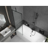 Mexen Cube rectangular bathtub 170 x 80 cm with casing and 1-wing screen 60 cm, black pattern - 550517080X9506007070