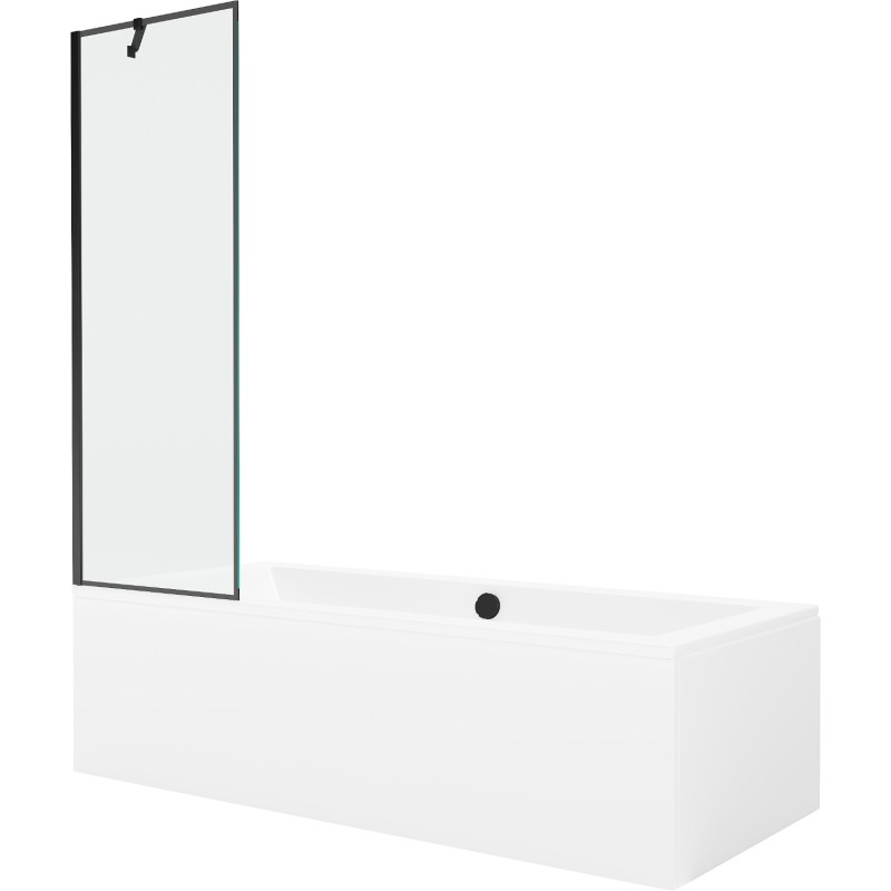 Mexen Cube rectangular bathtub 170 x 80 cm with casing and 1-wing screen 60 cm, black pattern - 550517080X9506007070