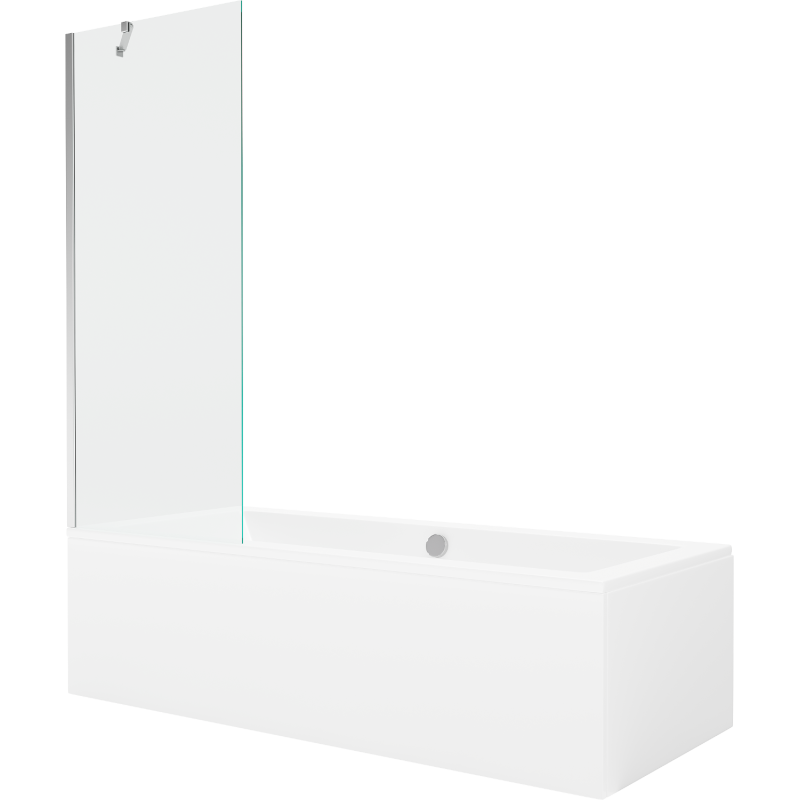 Mexen Cube 170 x 80 cm rectangular bathtub with panels and a 1-wing screen 70 cm, transparent, chrome - 550517080X9507000001