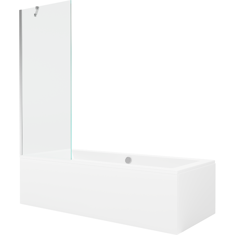 Mexen Cube rectangular bath 170 x 80 cm with casing and 1-wing screen 70 cm, transparent, chrome - 550517080X9507000001