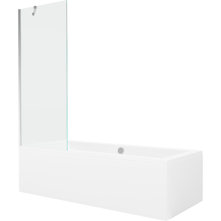 Mexen Cube rectangular bathtub 170 x 80 cm with casing and 1-wing screen 70 cm, transparent, chrome - 550517080X9507000001