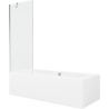 Mexen Cube 170 x 80 cm rectangular bathtub with panels and a 1-wing screen 70 cm, transparent, chrome - 550517080X9507000001