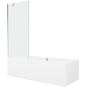 Mexen Cube 170 x 80 cm rectangular bathtub with panels and a 1-wing screen 80 cm, transparent, chrome - 550517080X9508000001