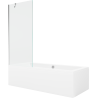 Mexen Cube rectangular bathtub 170 x 80 cm with enclosure and 1-panel screen 80 cm, transparent, chrome - 550517080X9508000001
