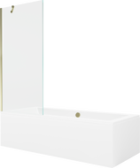 Mexen Cube rectangular bathtub 170 x 80 cm with panel and 1-wing screen 80 cm, transparent, gold - 550517080X9508000050